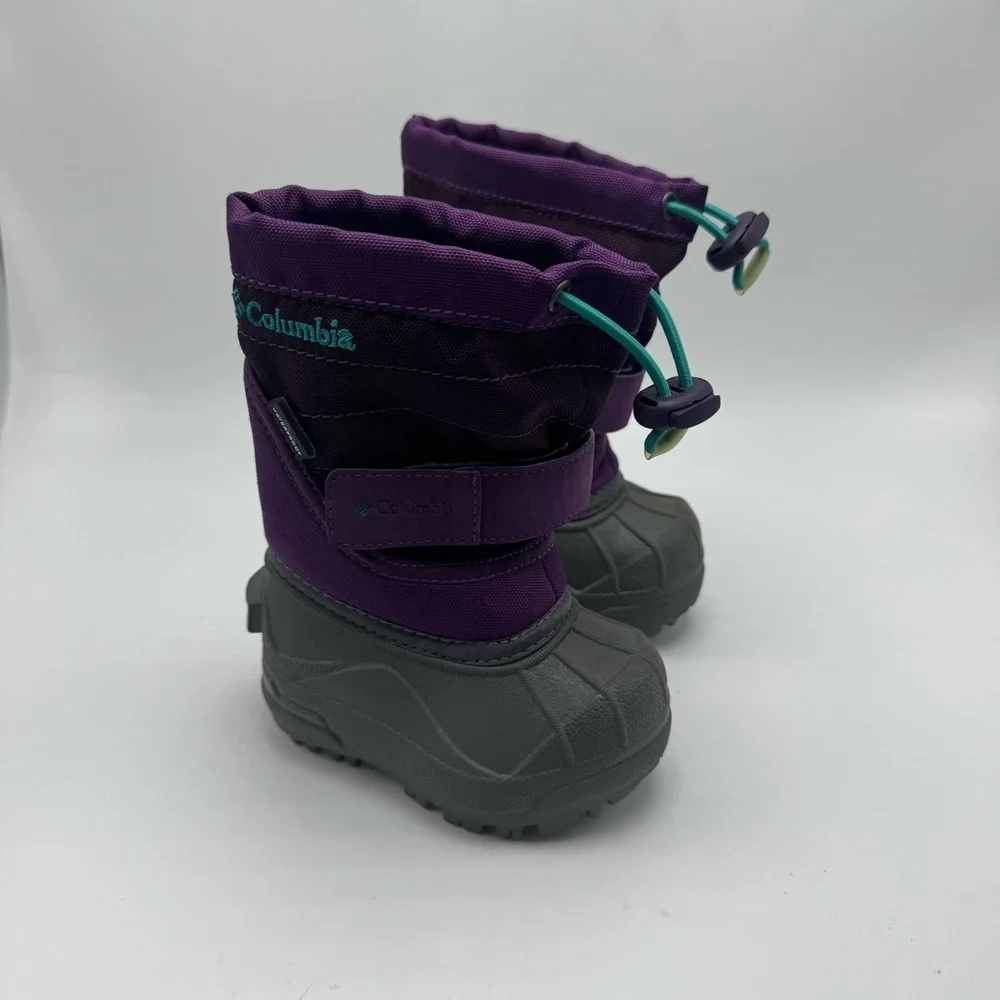Columbia Powderbug Plus II Toddler Snow Boots Purple Gray Size 4 Winter Boot